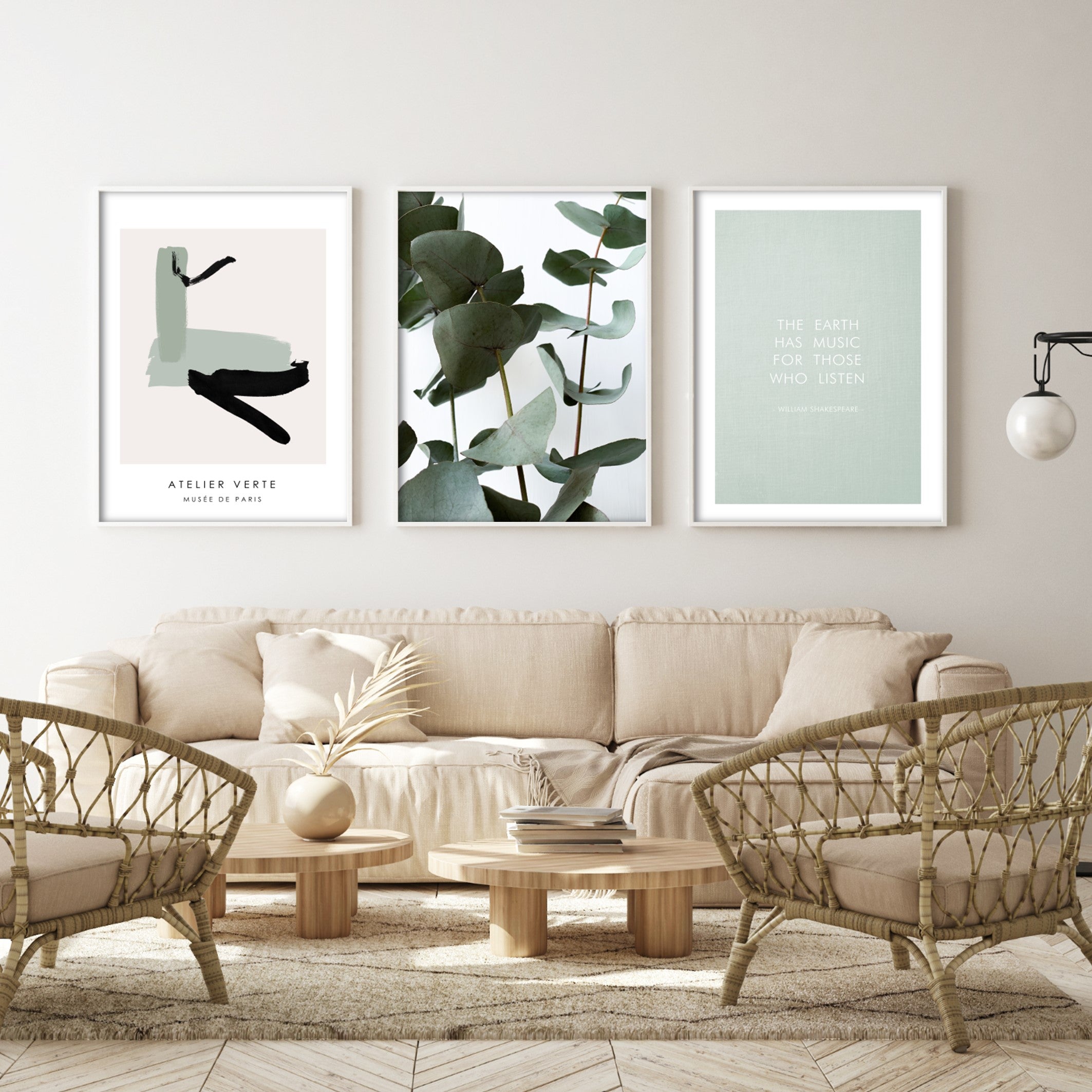 Serene Green Trio Poster Set