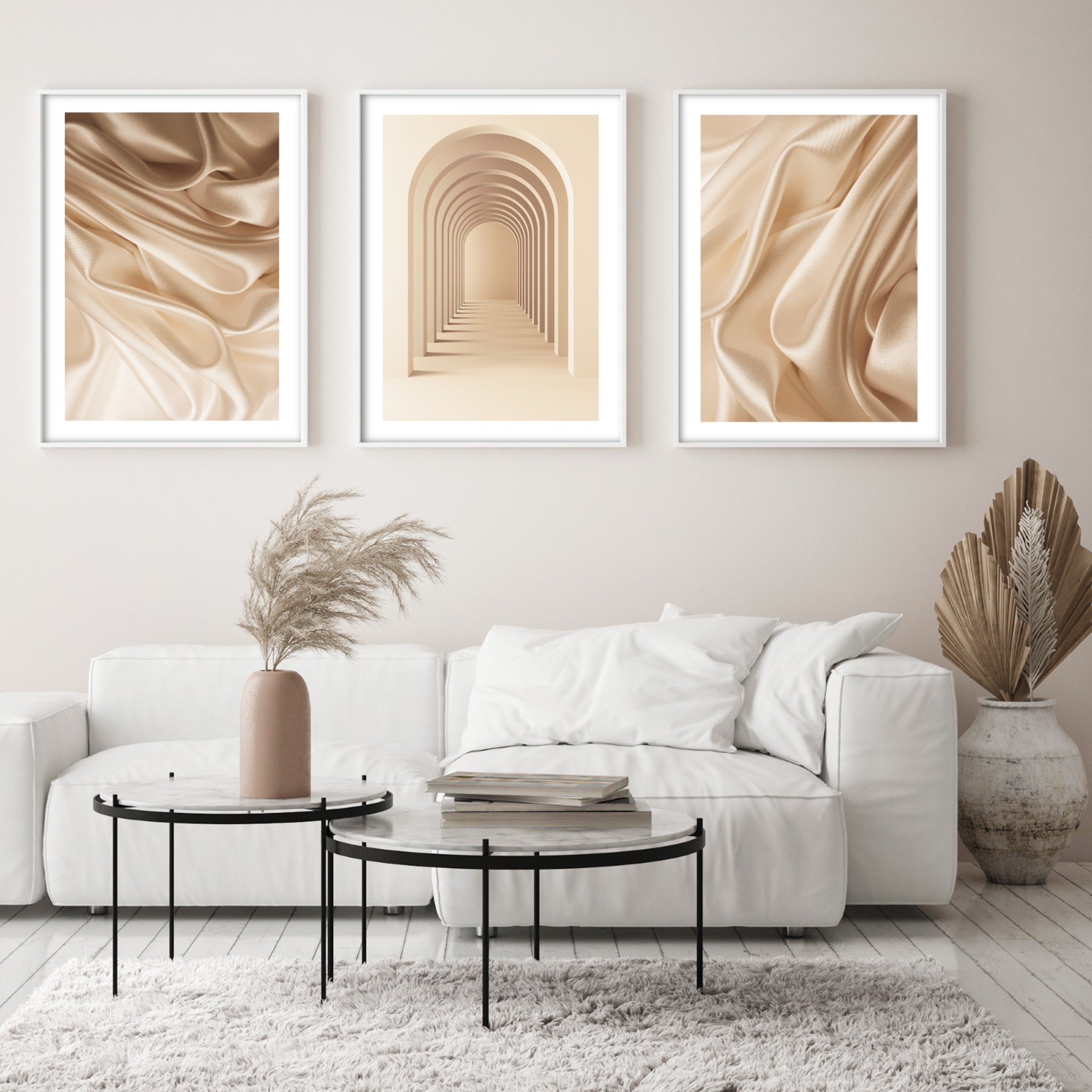 Beige Aesthetic Instagram posters in A2 White Wood Poster Frames