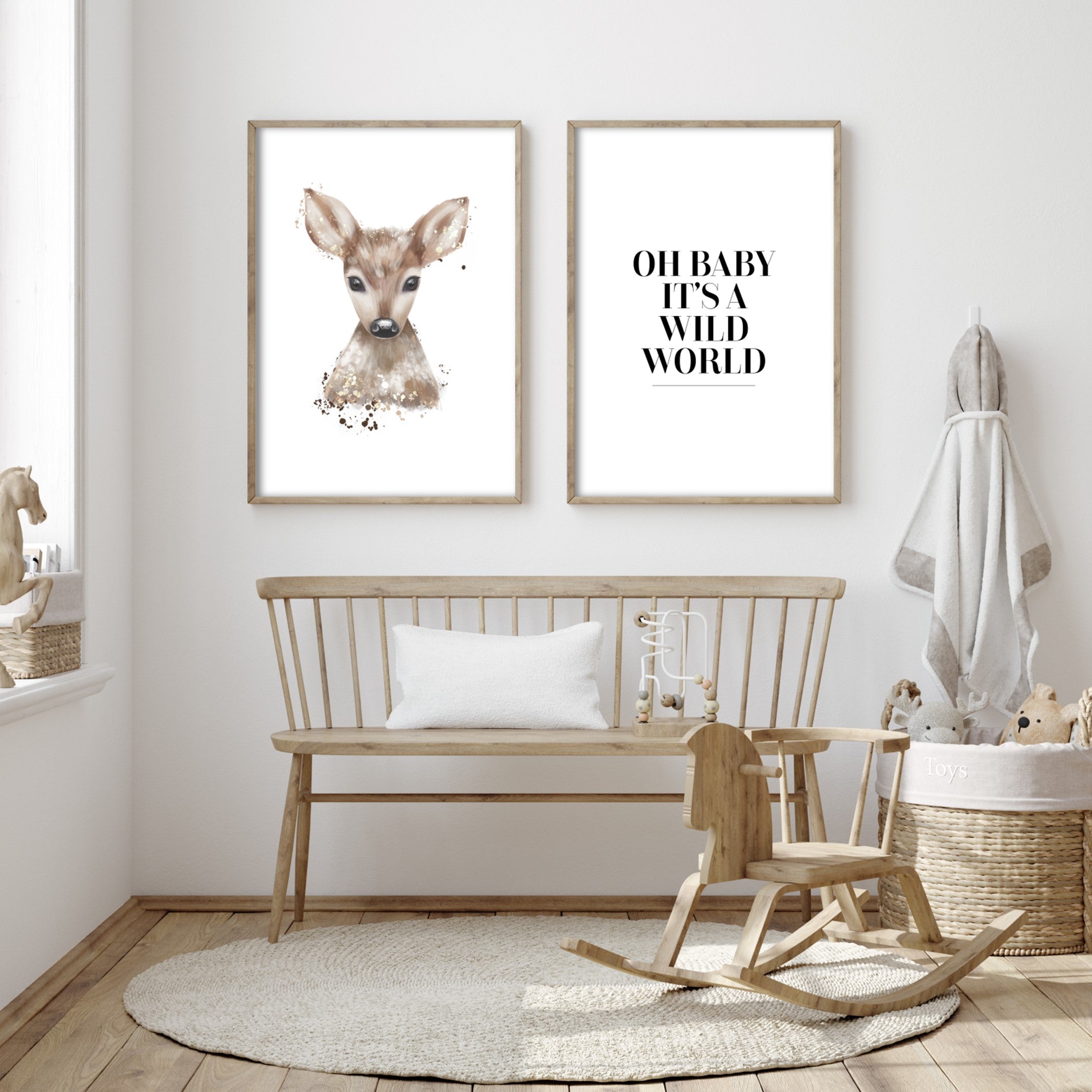 boho wall art print set in neutral nursery